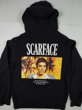 Universal City Studios Scarface Hoodie Mens Large Black Tony Montana Graphic